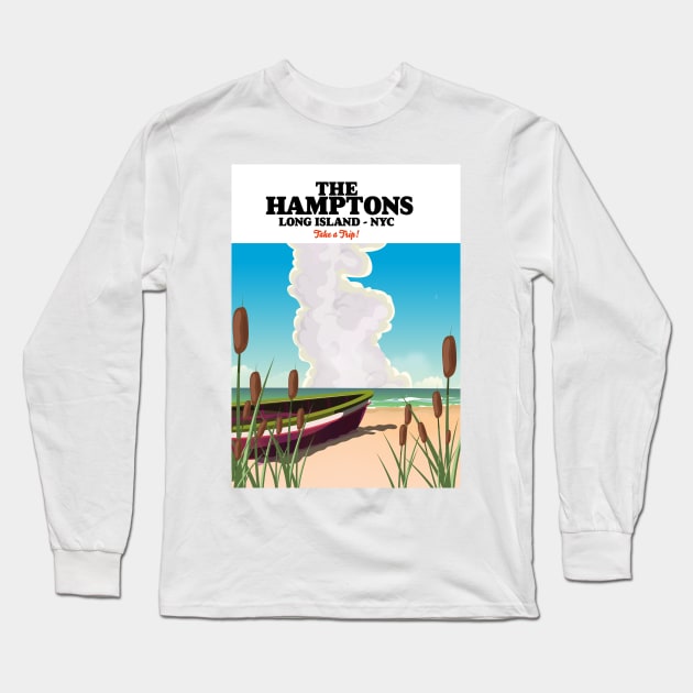 The Hamptons Long island NYC, travel poster. Long Sleeve T-Shirt by nickemporium1